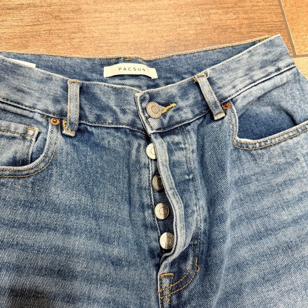 PacSun | High Rise Button Fly Straight Distressed Jeans - Picture 4 of 6